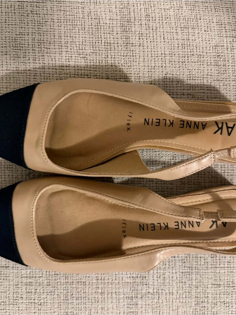 Anne Klein Nude and Black Two-Tone Slingback Pumps